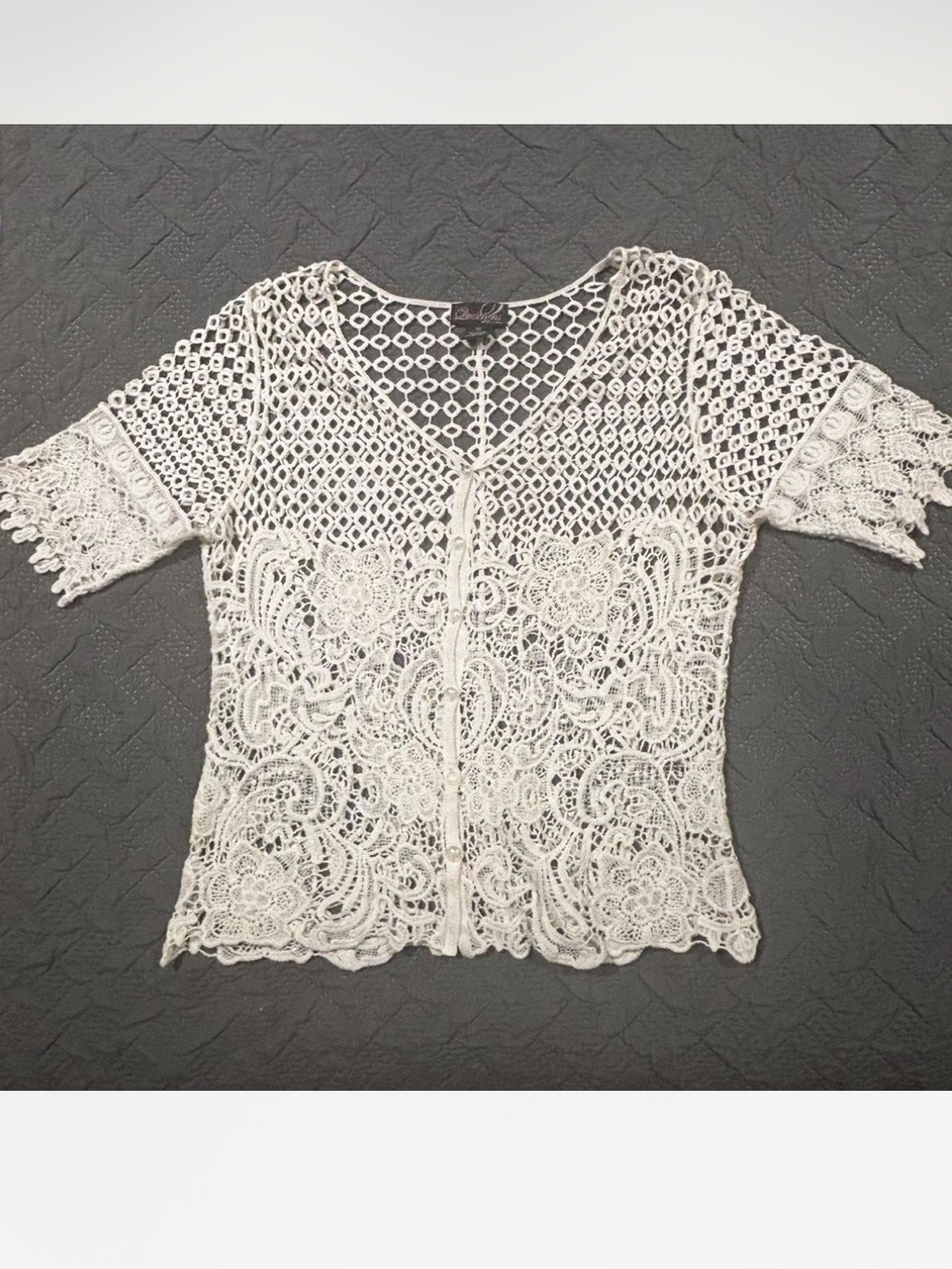 Say What? Cream Crochet Lace Button-Front Cardigan